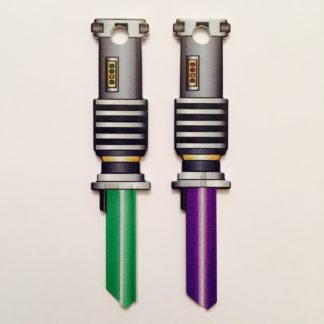 Rocking Keys Lézerkard alakú kulcs, zöld és lila, nyerskulcs